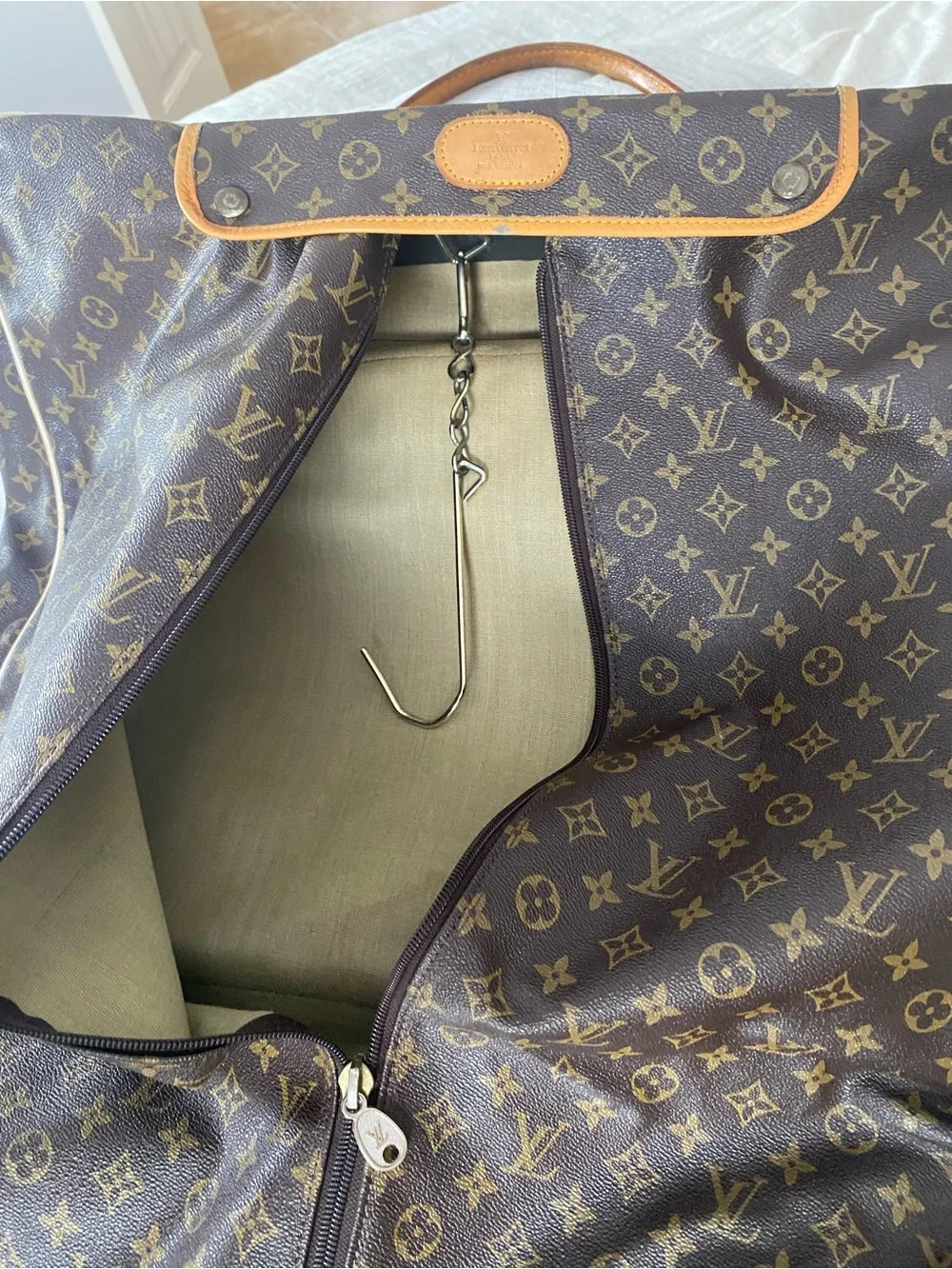 Louis Vuitton Brown Monogram Canvas Garment Bag with Tan Trim